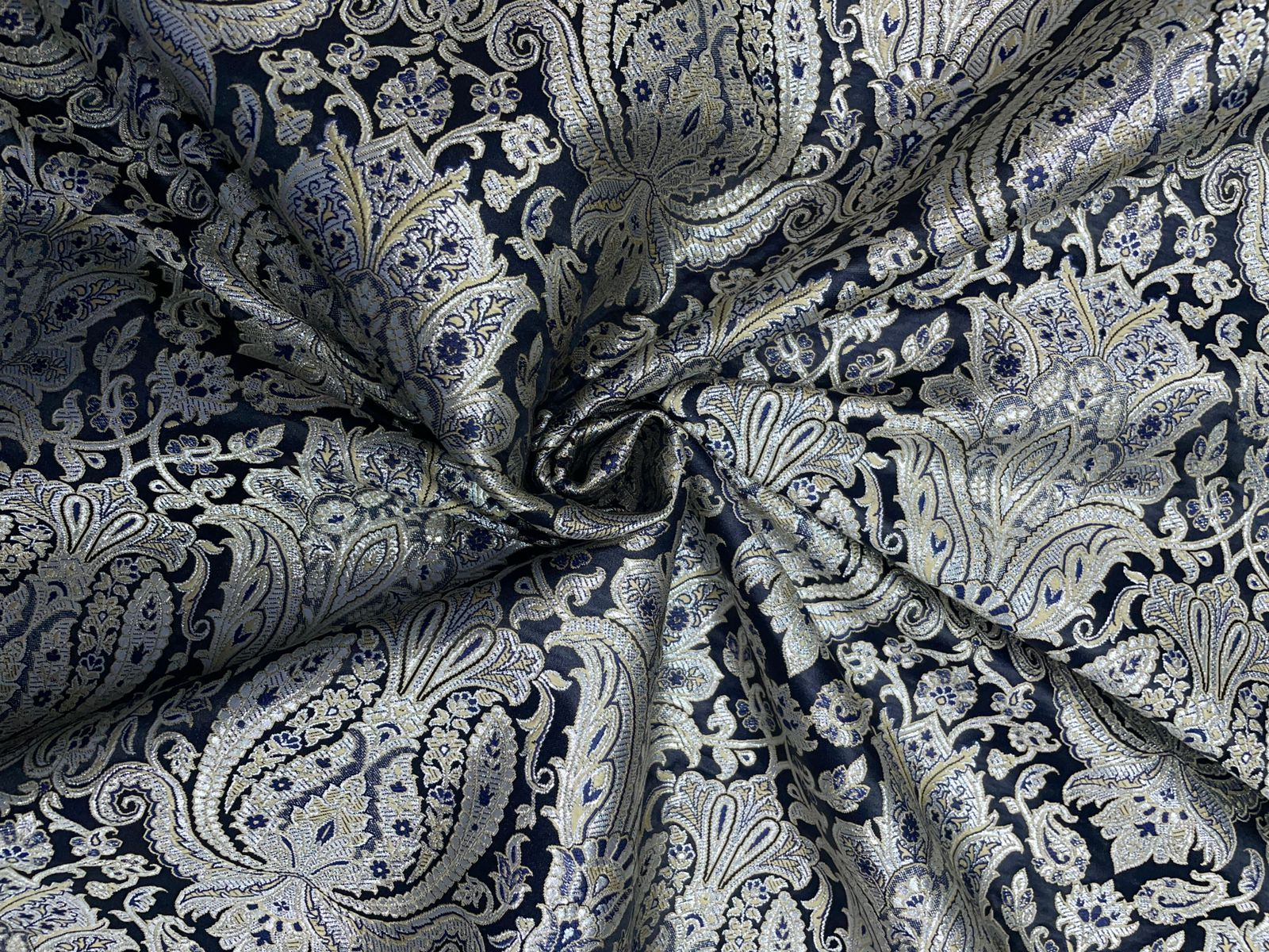 Black Silver Floral Brocade 44 Kapdashop