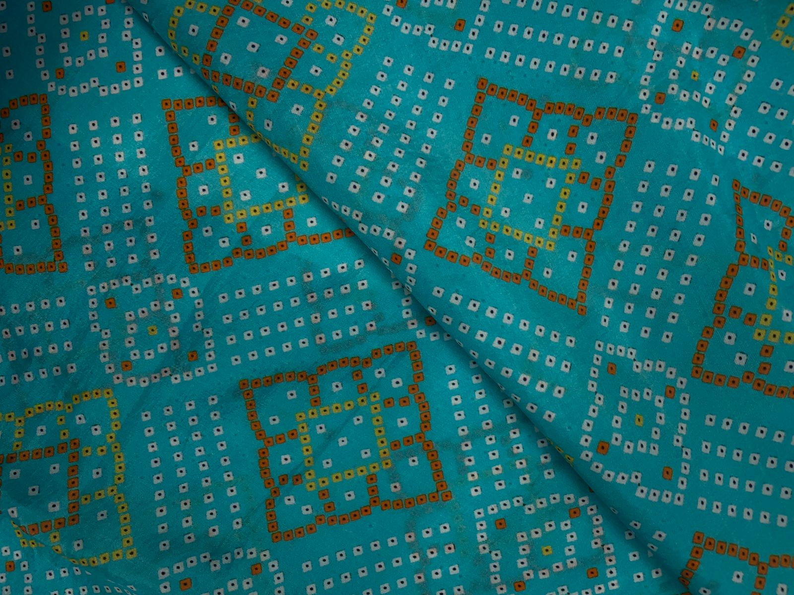 Sky Blue Geometric Habutai Silk Print 44 Kapdashop