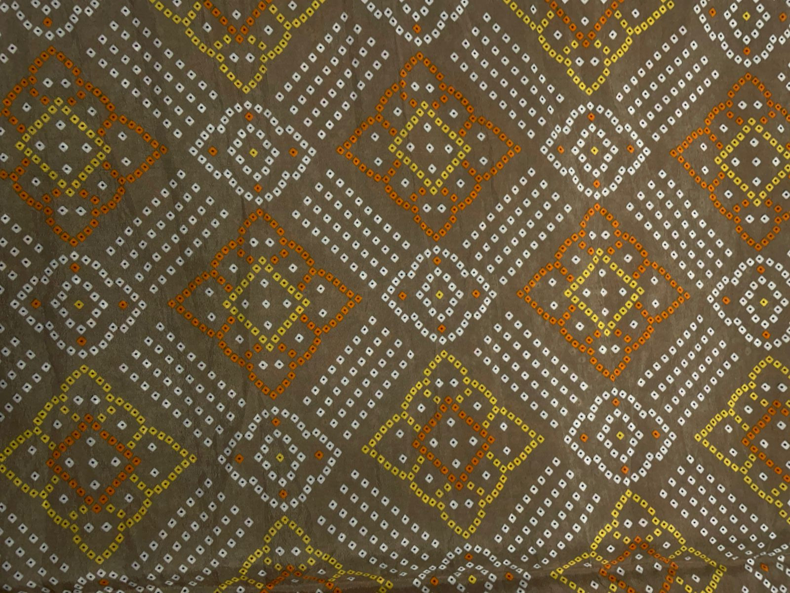 Light brown Geometric Habutai Silk Print 44 Kapdashop
