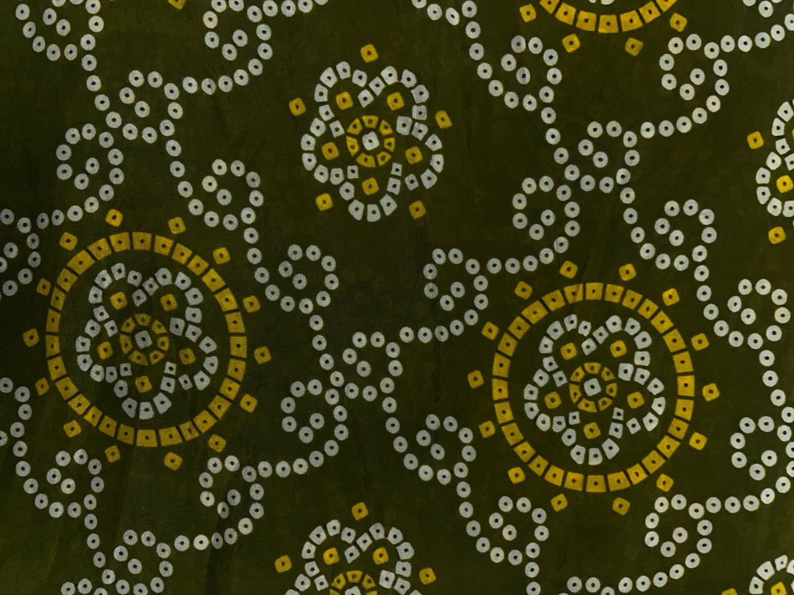 Mehndi Green Geometric Habutai Silk Print 44 Kapdashop