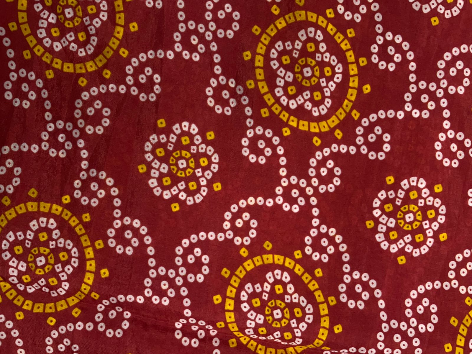 Dark Red Geometric Habutai Silk Print 44 Kapdashop