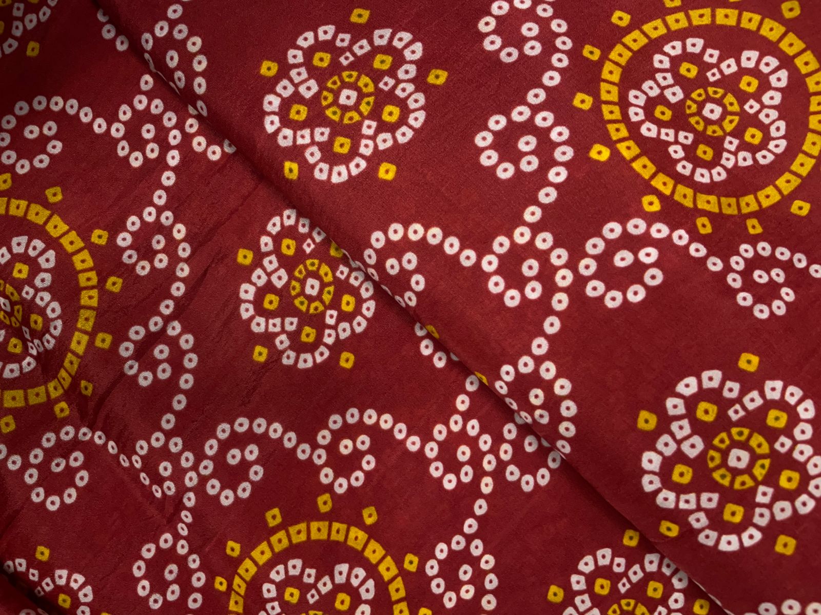 Dark Red Geometric Habutai Silk Print 44 Kapdashop