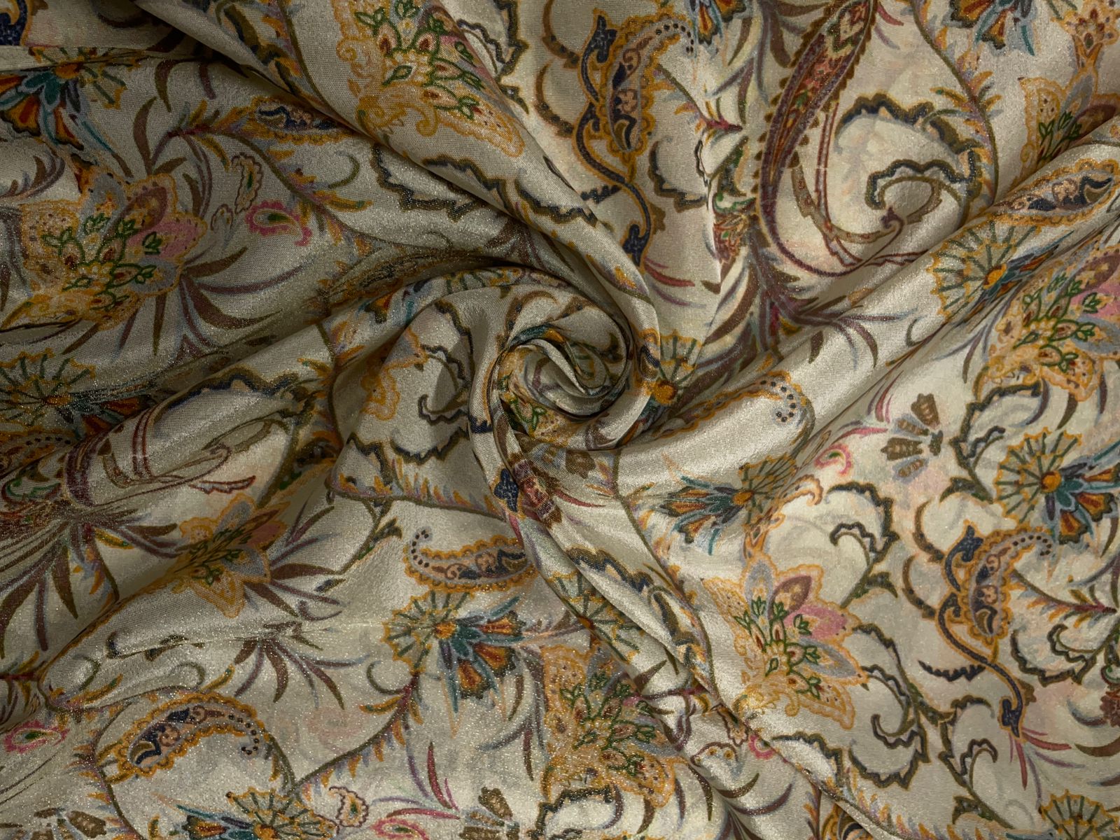 White Multicolor Floral Tissue Print 44 Kapdashop