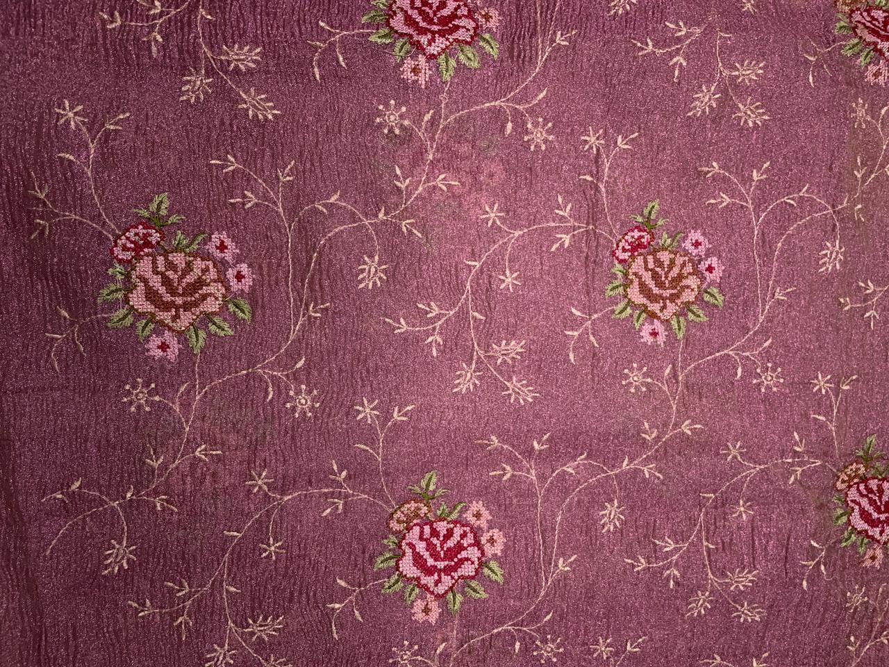 Light Pink Floral Crush Tissue Embroidery 44 Kapdashop