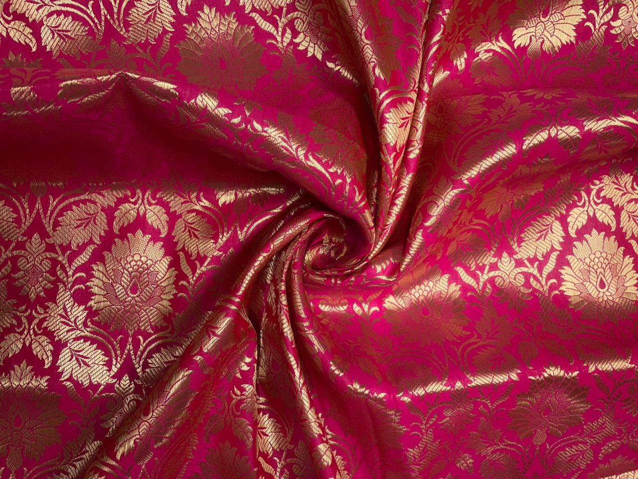 Magenta Floral Semi Brocade Kapdashop