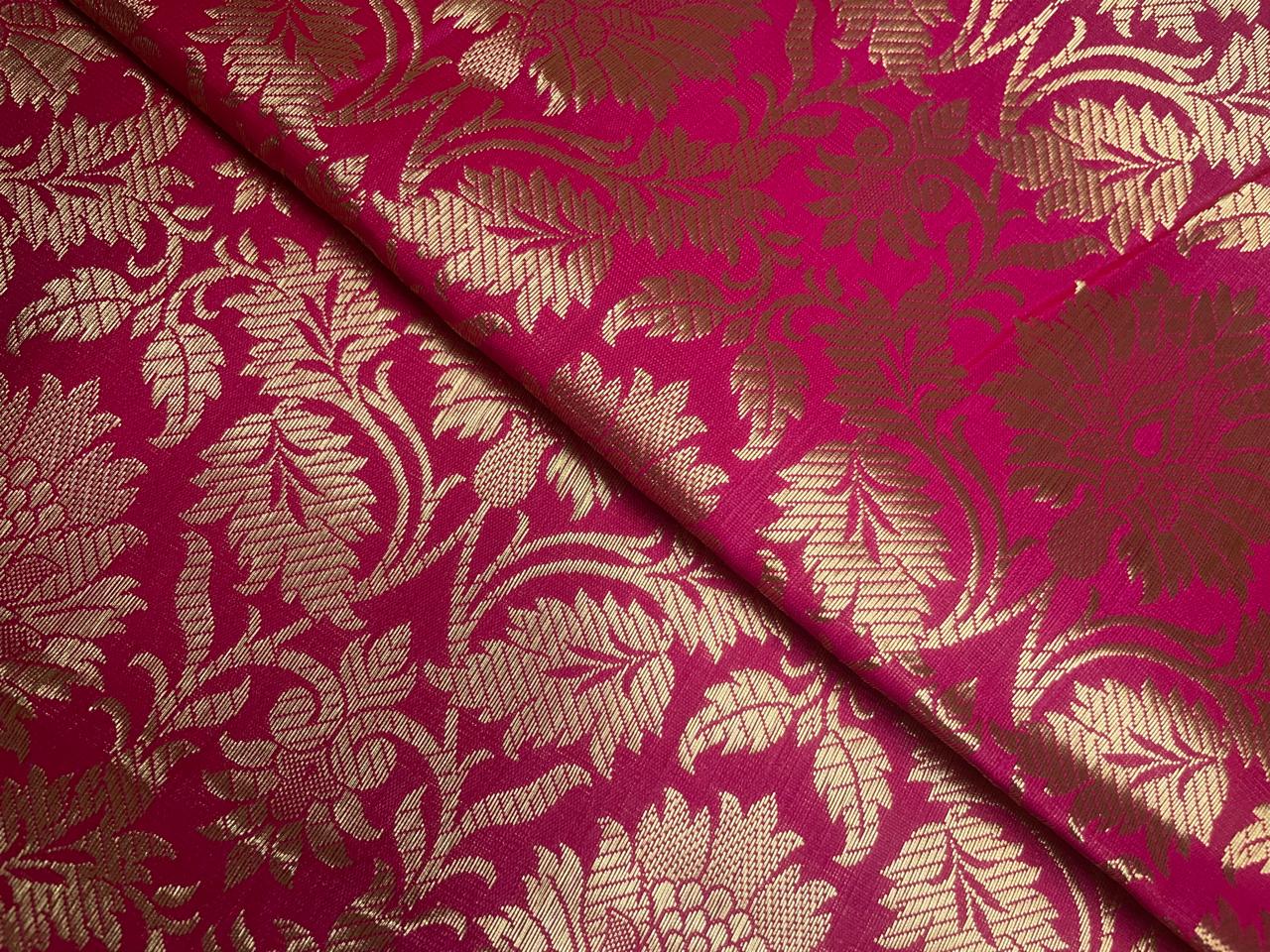 Magenta Floral Semi Brocade Kapdashop
