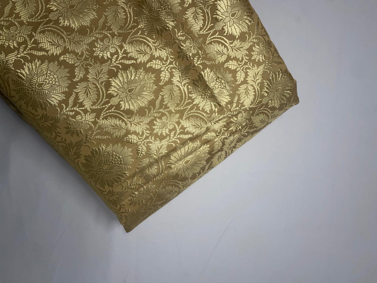 Light Golden Floral Semi Brocade Kapdashop