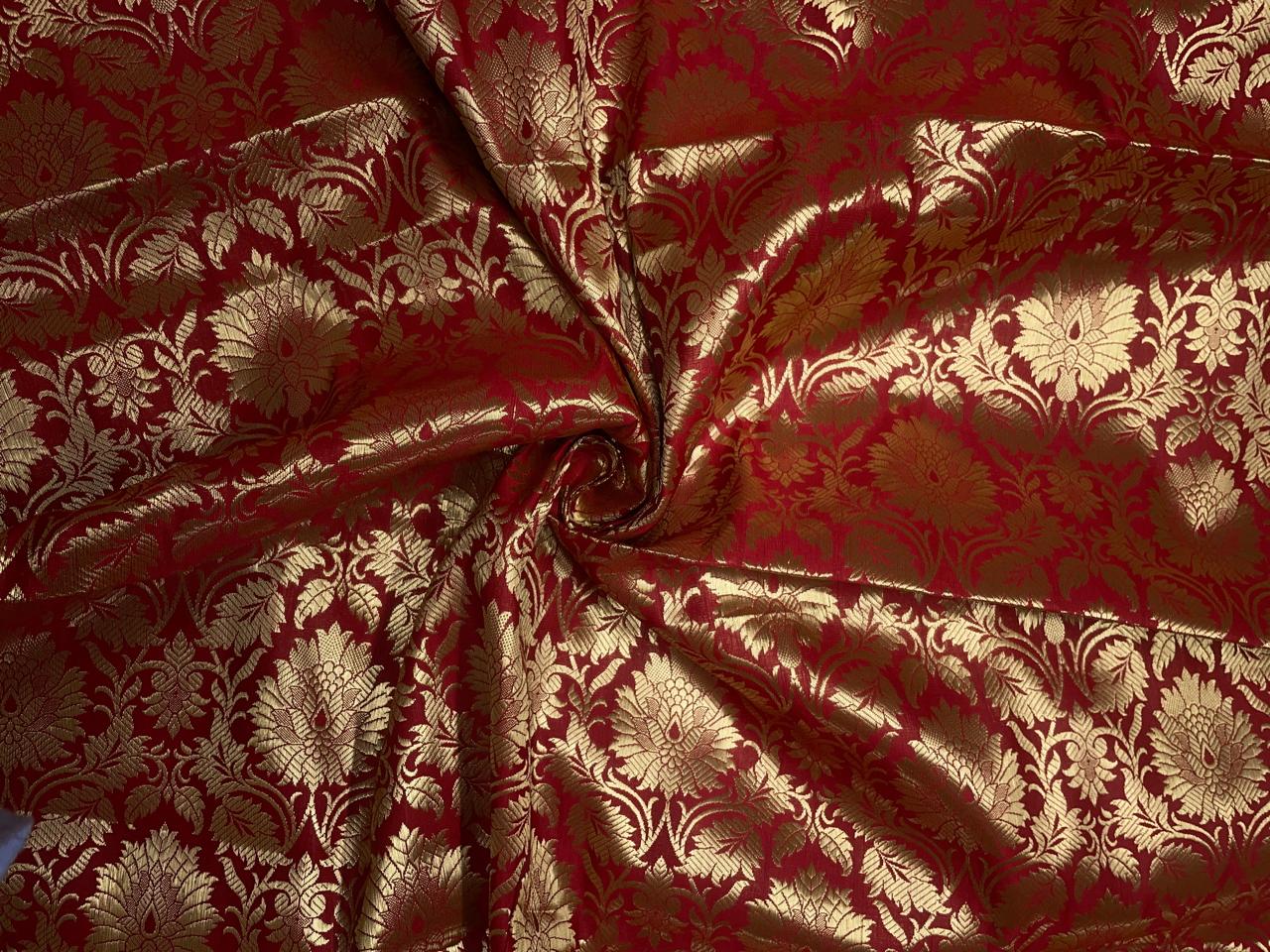 Red Floral Semi Brocade Kapdashop