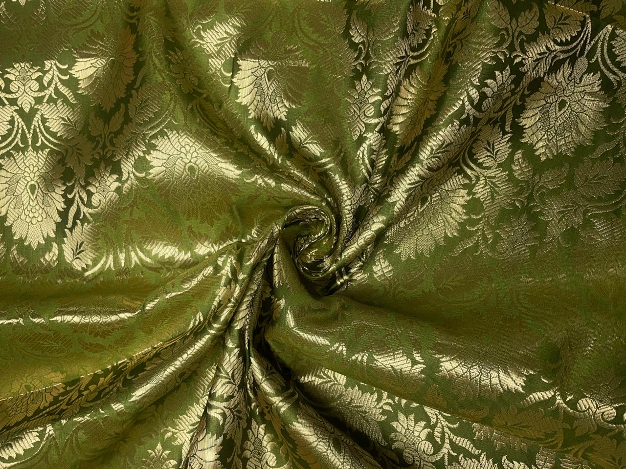 Green Floral Semi Brocade Kapdashop