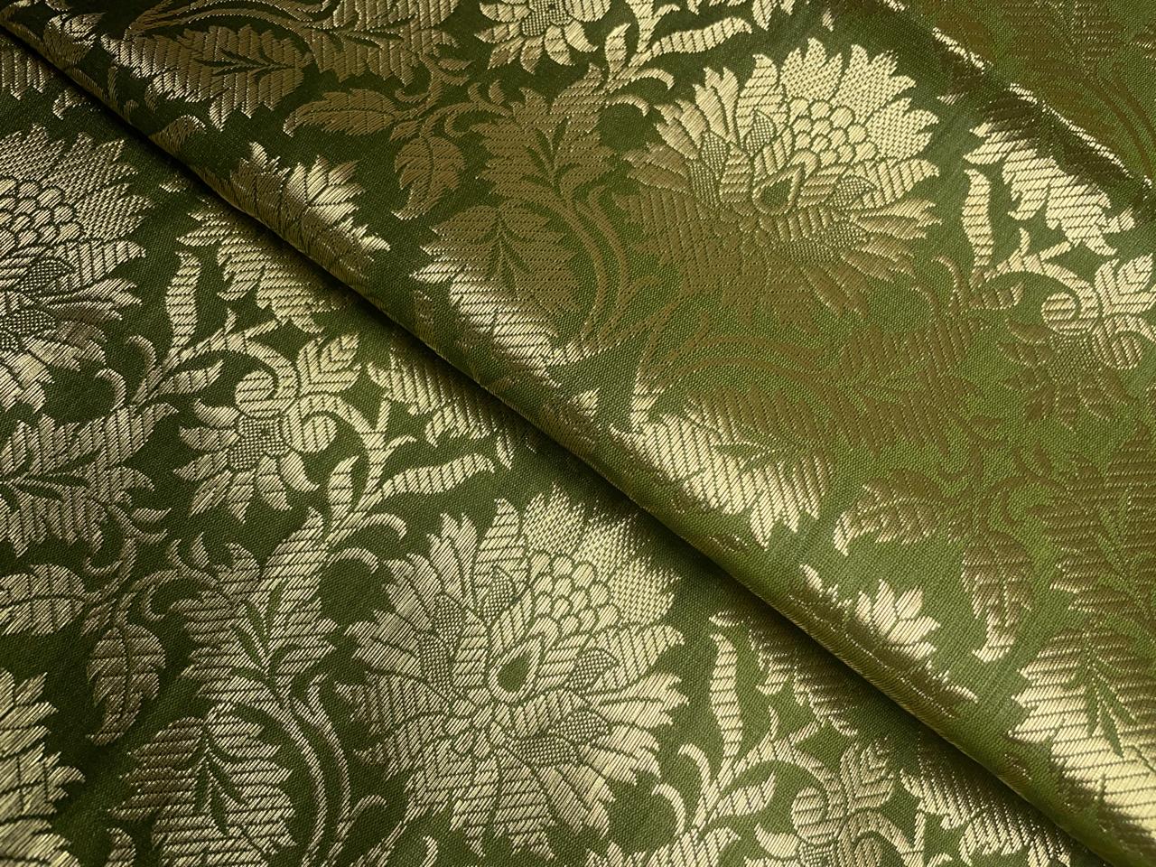 Green Floral Semi Brocade Kapdashop