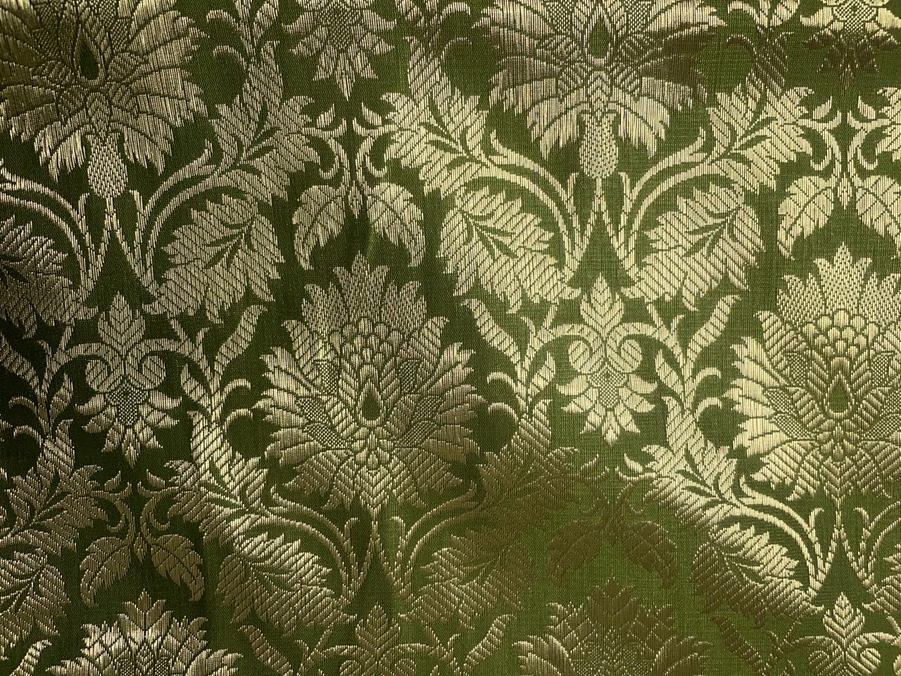 Green Floral Semi Brocade Kapdashop