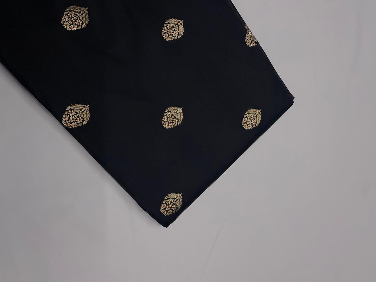 Black Floral Silk Boti Embroidery 44 Kapdashop