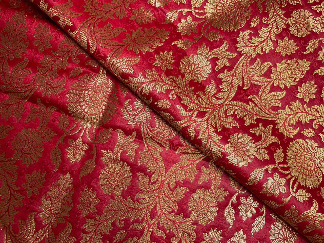 Red Floral Semi Brocade Kapdashop