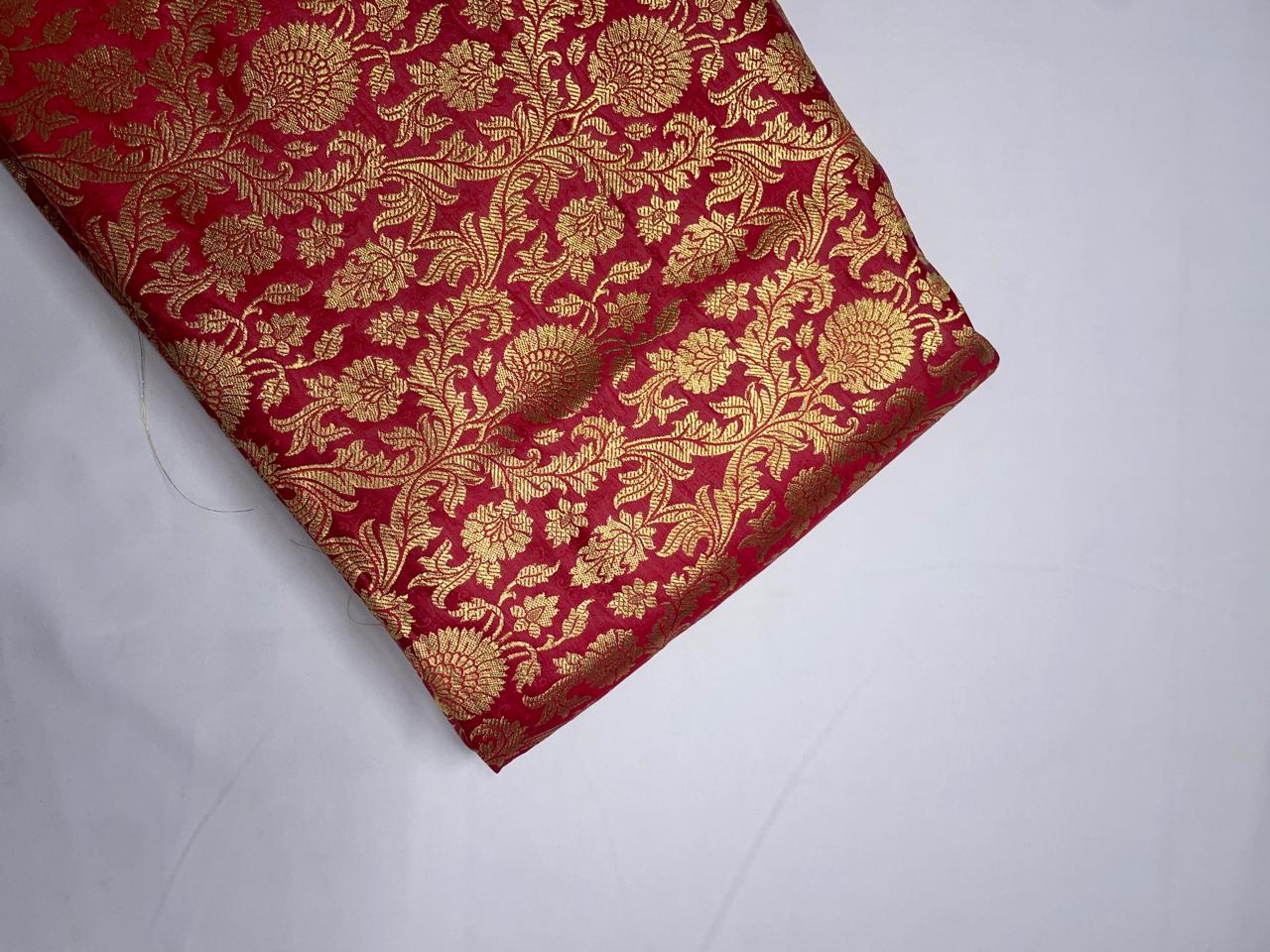 Red Floral Semi Brocade Kapdashop