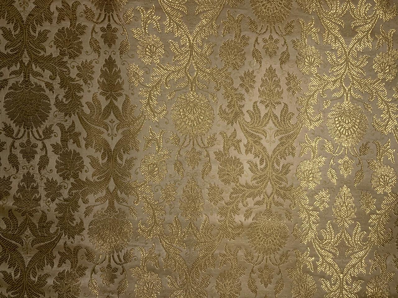 Golden Floral Semi Brocade1 Kapdashop