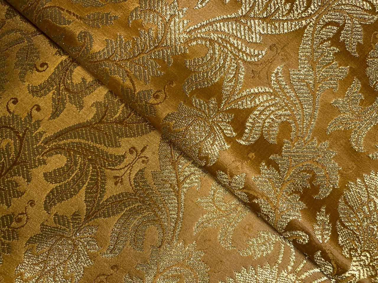 Mustard Floral Semi Brocade Kapdashop