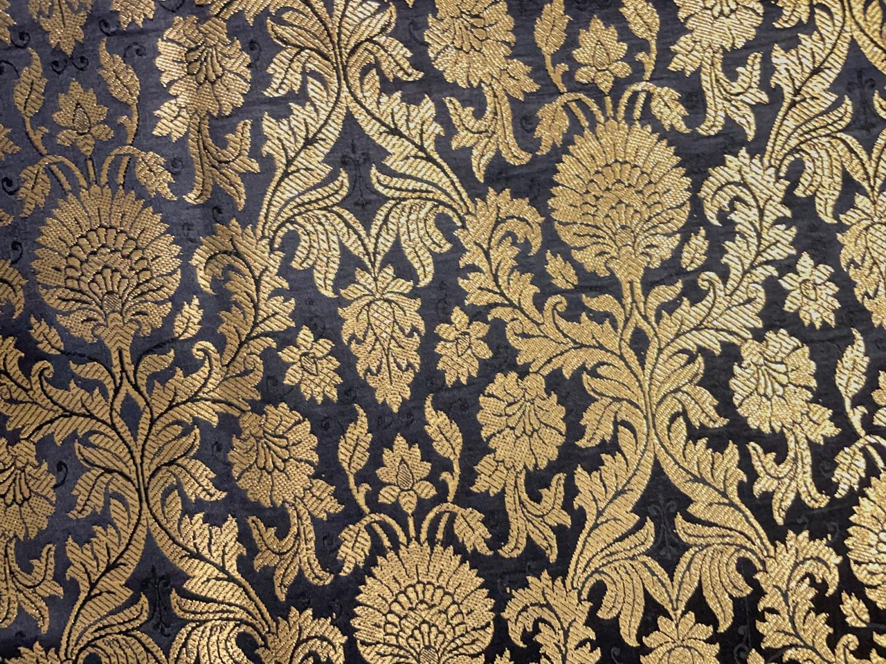 Black Floral Semi Brocade1 Kapdashop