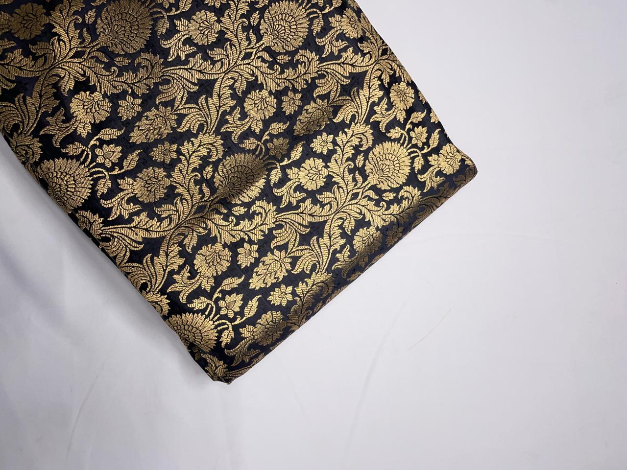 Black Floral Semi Brocade1 Kapdashop