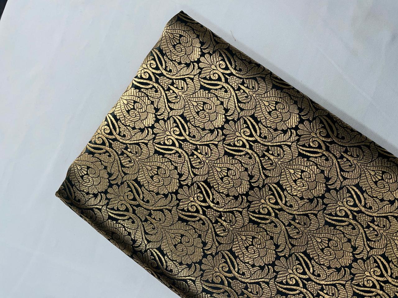 Black Floral Semi Brocade 2 Kapdashop