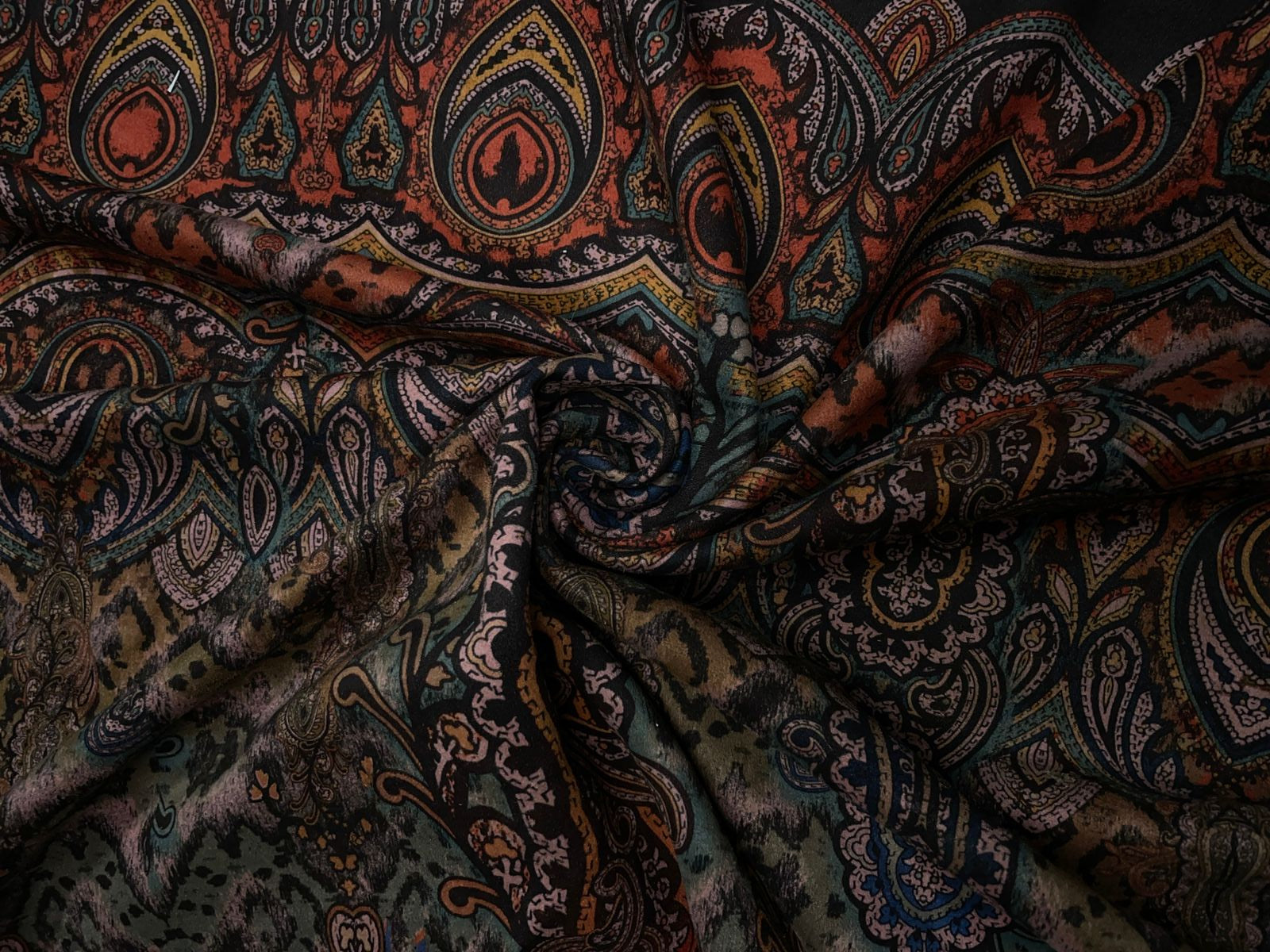 Brown Multicolor Abstract Suede Fabric Kapdashop