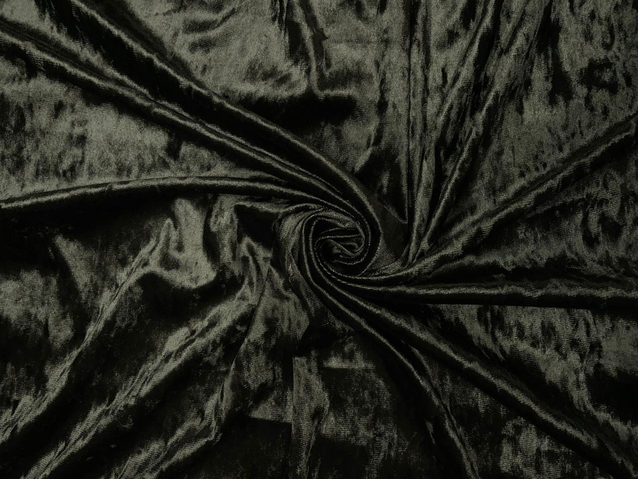 Olive Green Plain Ice Velvet Lycra Fabric Kapdashop