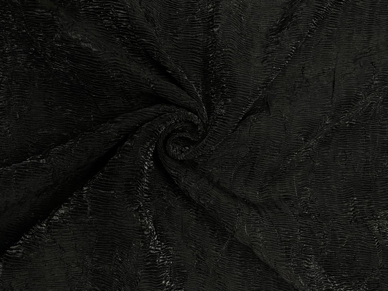 Black Plain Crush Organza Fabric Kapdashop
