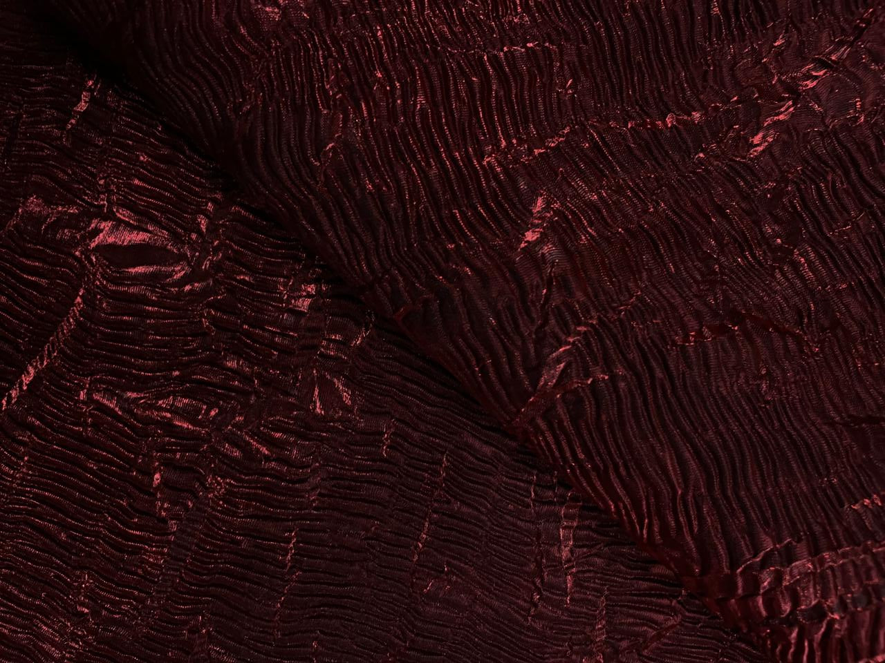 Maroon Plain Crush Organza Fabric Kapdashop