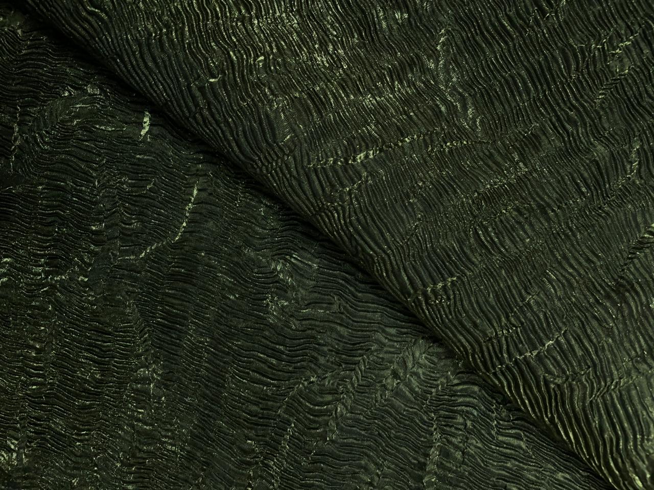 Bottle Green Plain Crush Organza Fabric Kapdashop