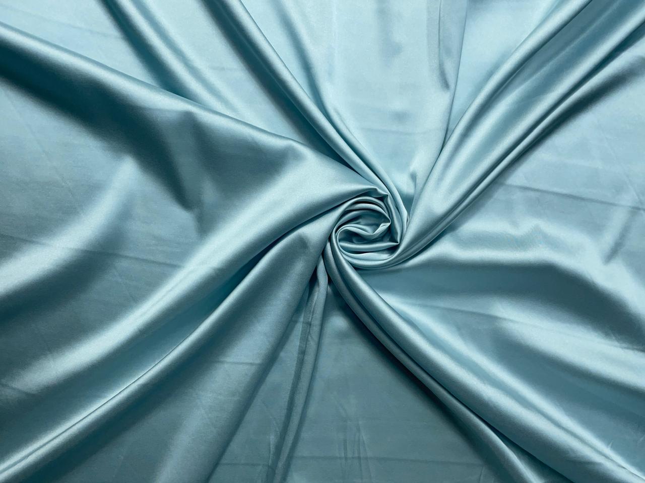 Ice Blue Plain Armani Satin Lycra Fabric KTEX