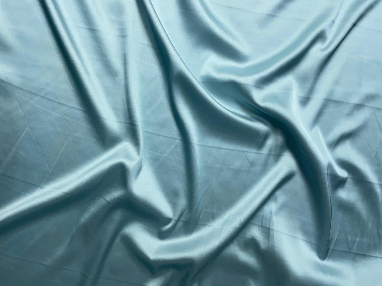 Ice Blue Plain Armani Satin Lycra Fabric KTEX