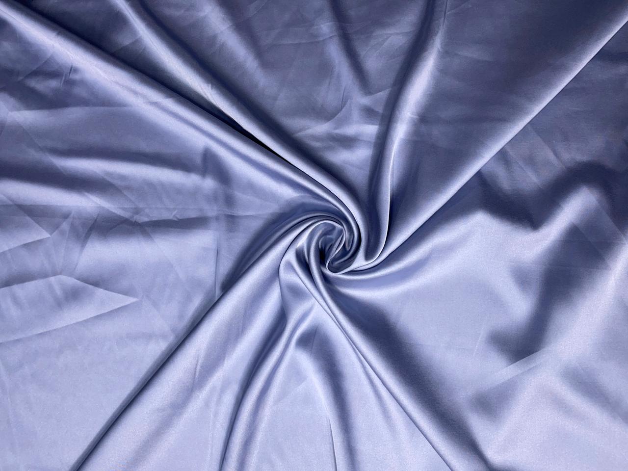 Greys Blue Plain Armani Satin Lycra Fabric KTEX
