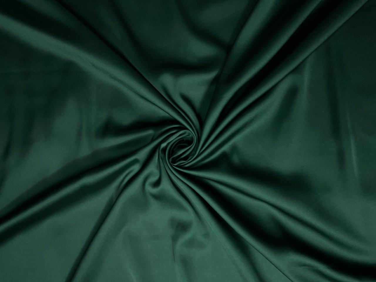 Dark Green Plain Armani Satin Lycra Fabric KTEX