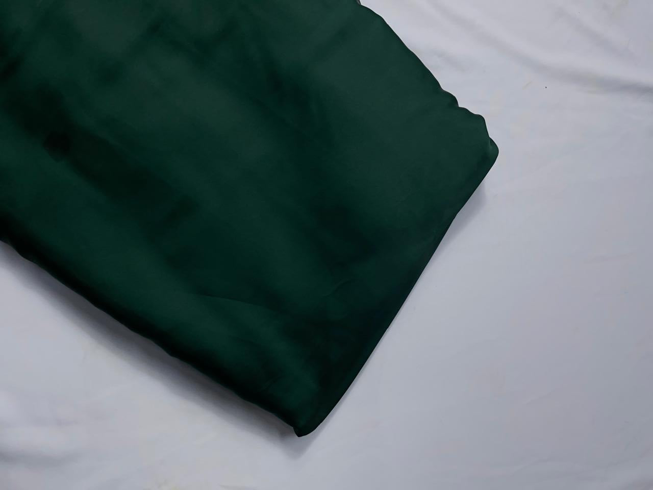 Dark Green Plain Armani Satin Lycra Fabric KTEX