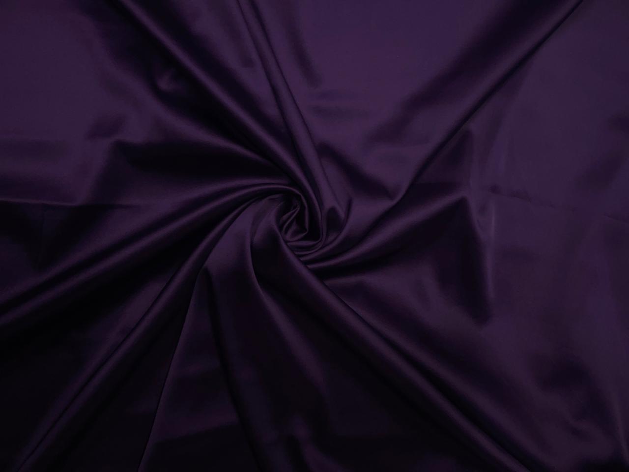 Dark Purple Plain Armani Satin Lycra Fabric KTEX