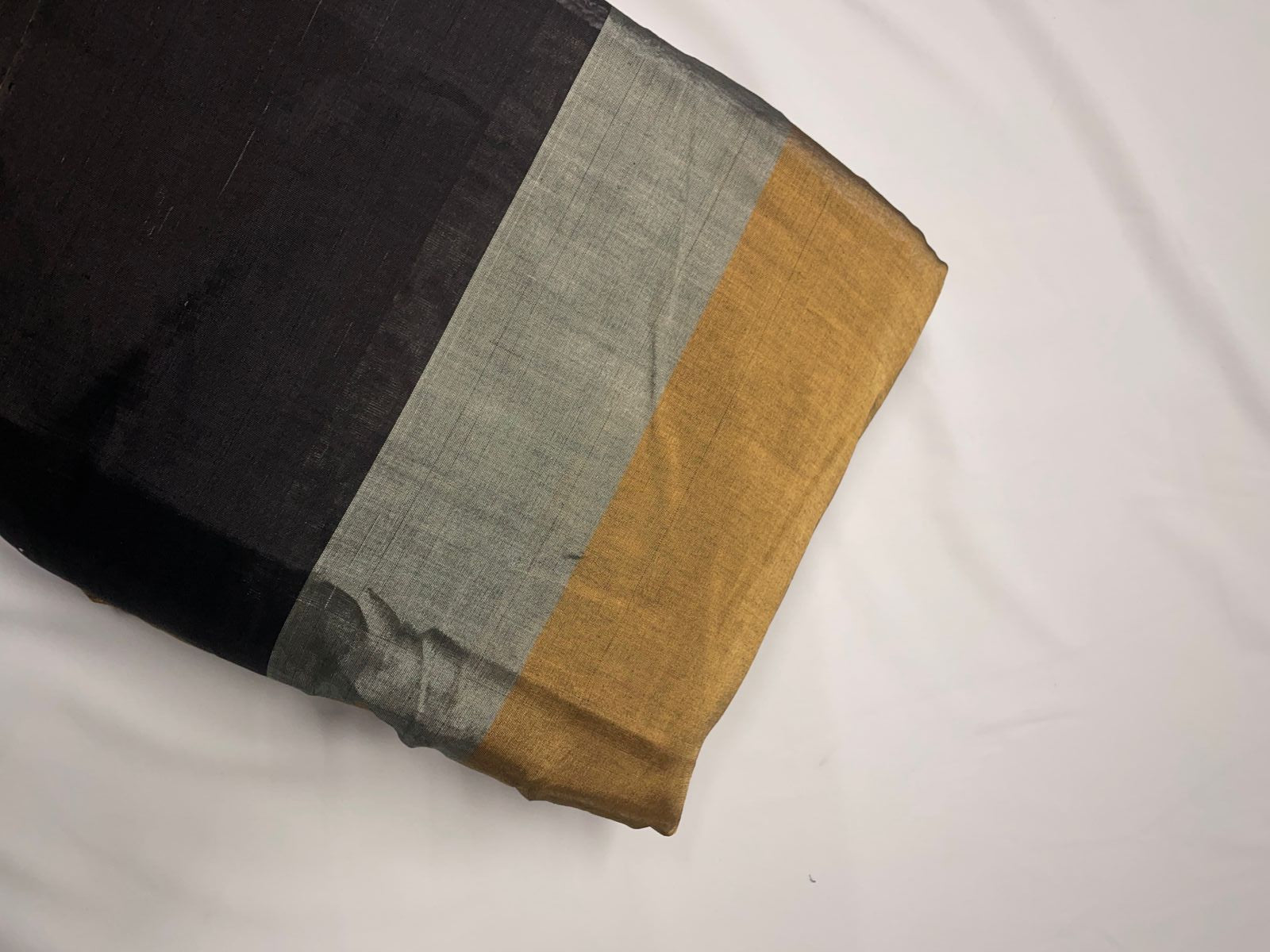 Black & Gold Stripes Pure Silk Tissue Fabric KTEX