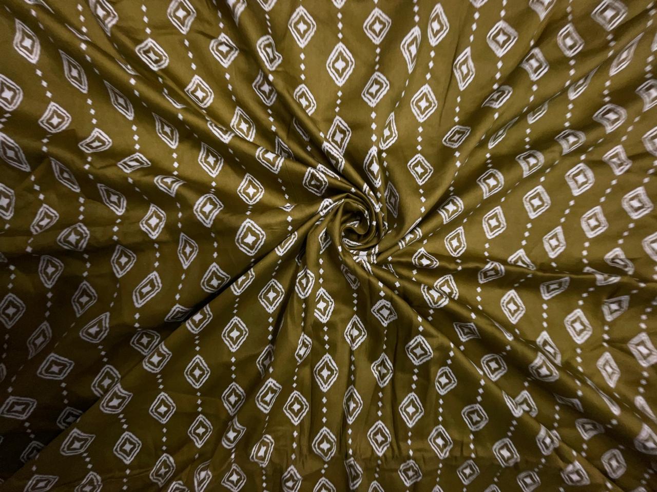 Mehndi Abstract Modal Satin Fabric KTEX