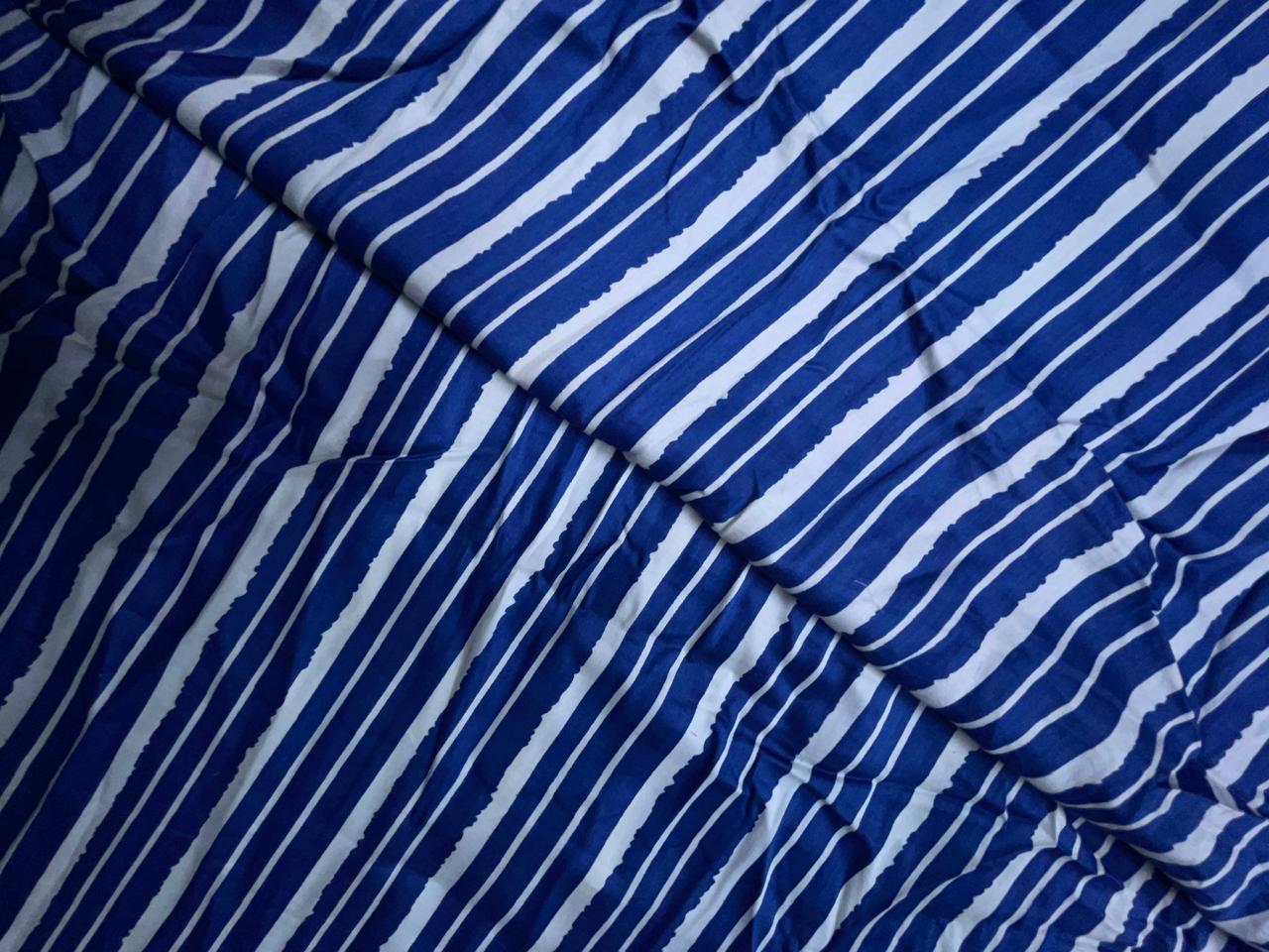 Blue & White Stripes Modal Satin Fabric KTEX