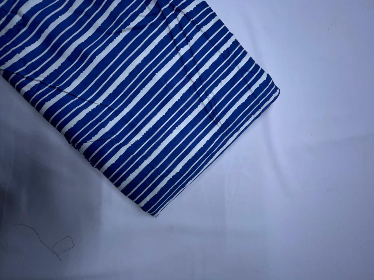 Blue & White Stripes Modal Satin Fabric KTEX