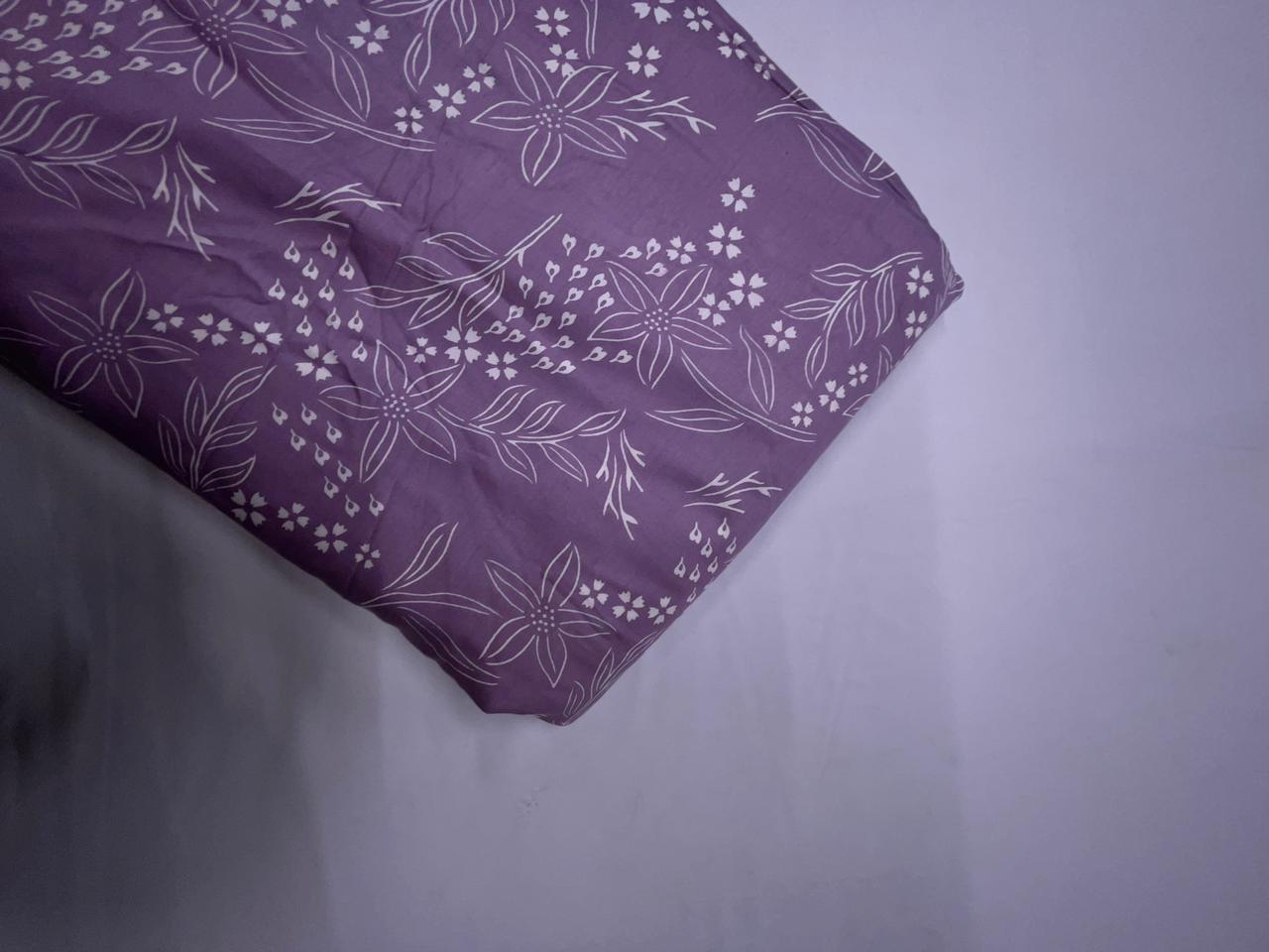 Lilac & White Floral Modal Satin Fabric KTEX