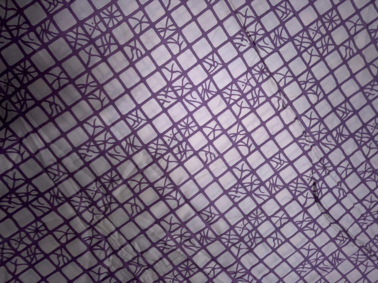 Lilac & White Geometric Modal Satin Fabric KTEX