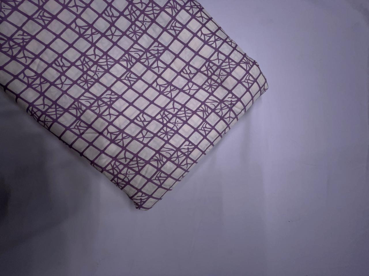 Lilac & White Geometric Modal Satin Fabric KTEX