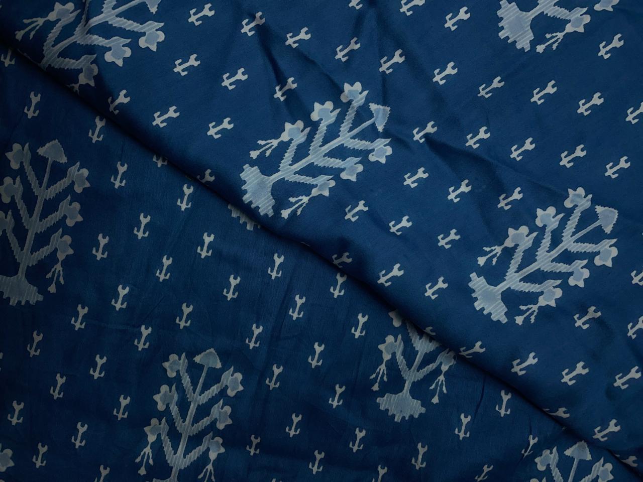 Blue Abstract Modal Satin Fabric KTEX