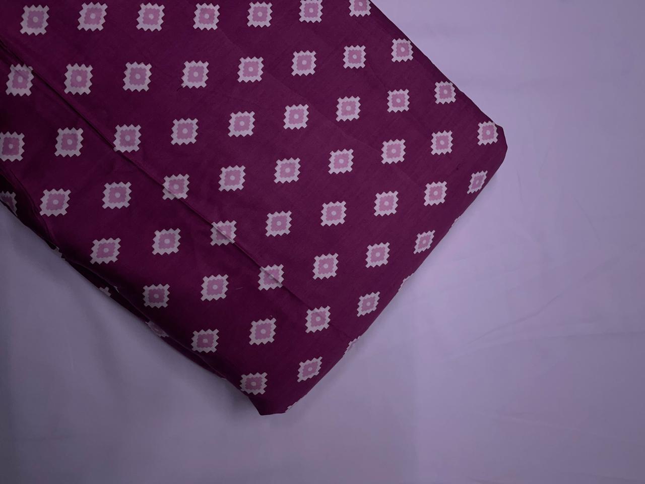 Deep & Magenta Geometric Modal Satin Fabric KTEX