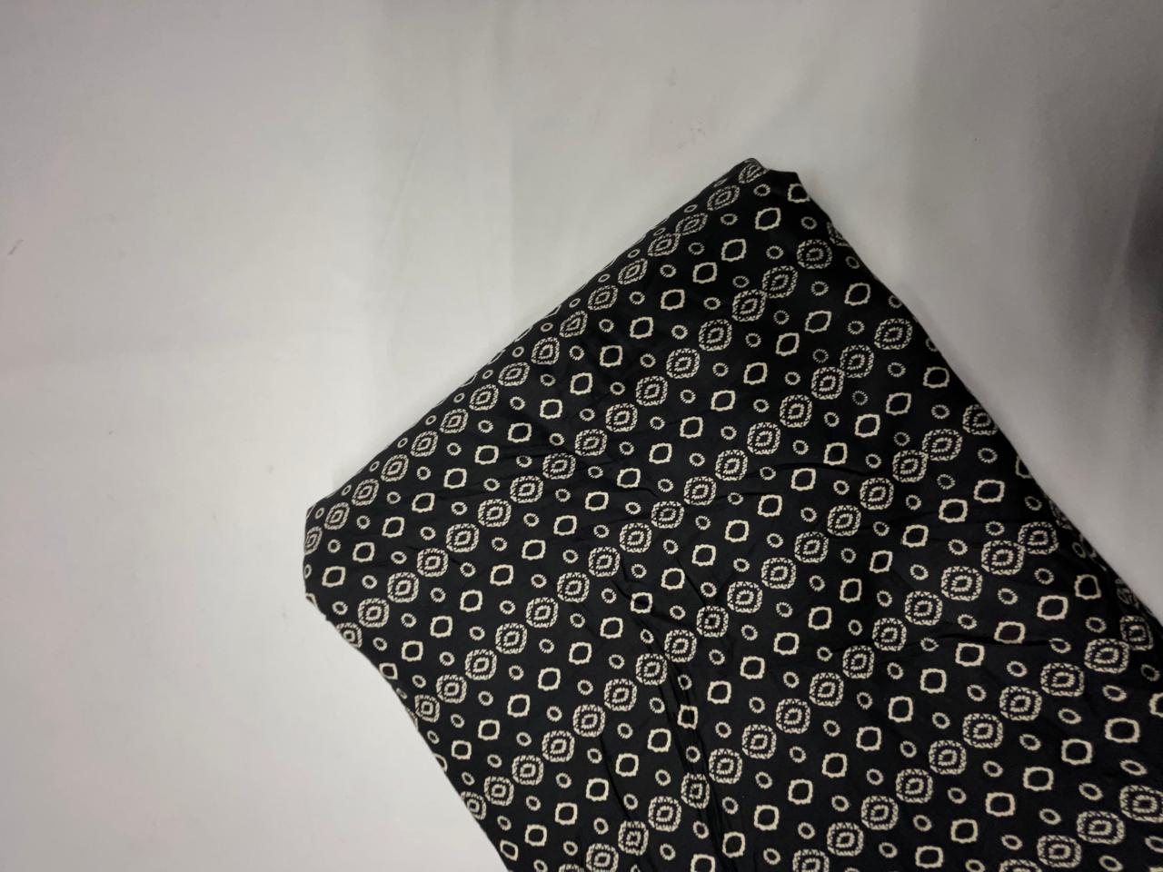Black & White Geometric Modal Satin Fabric KTEX