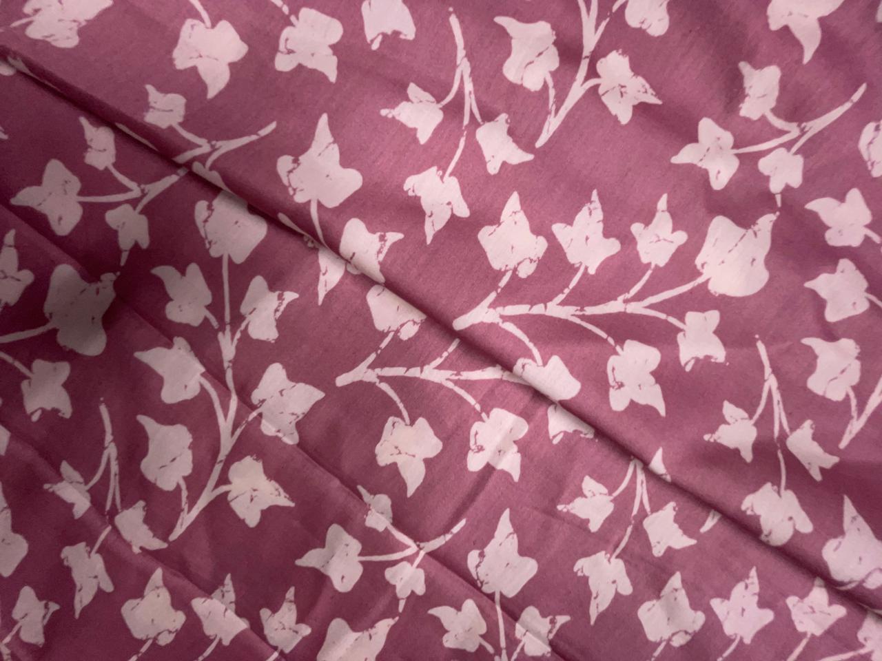 Dusty Pink & White Floral Modal Satin Fabric KTEX