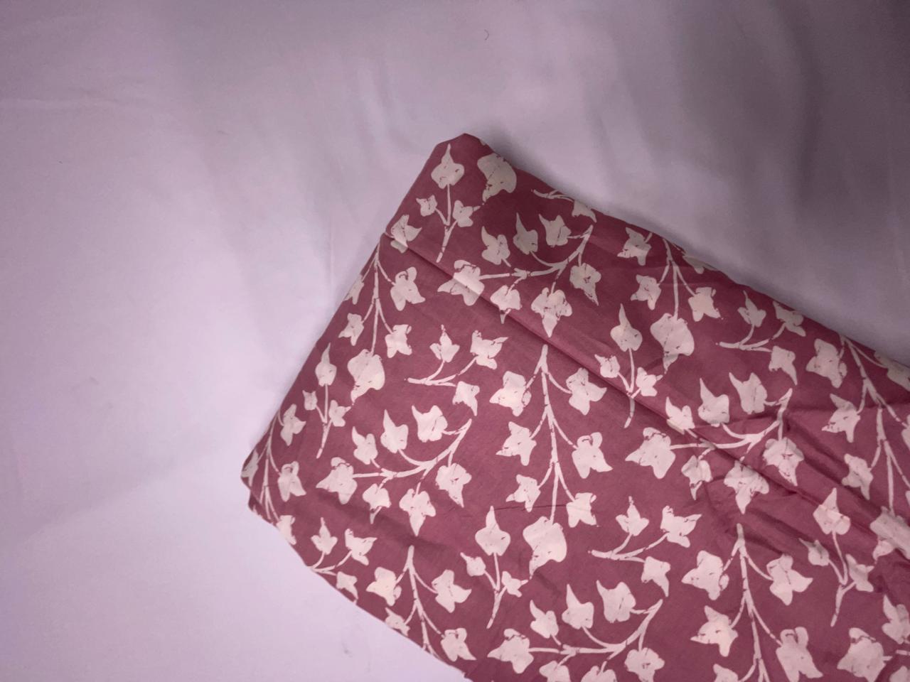Dusty Pink & White Floral Modal Satin Fabric KTEX