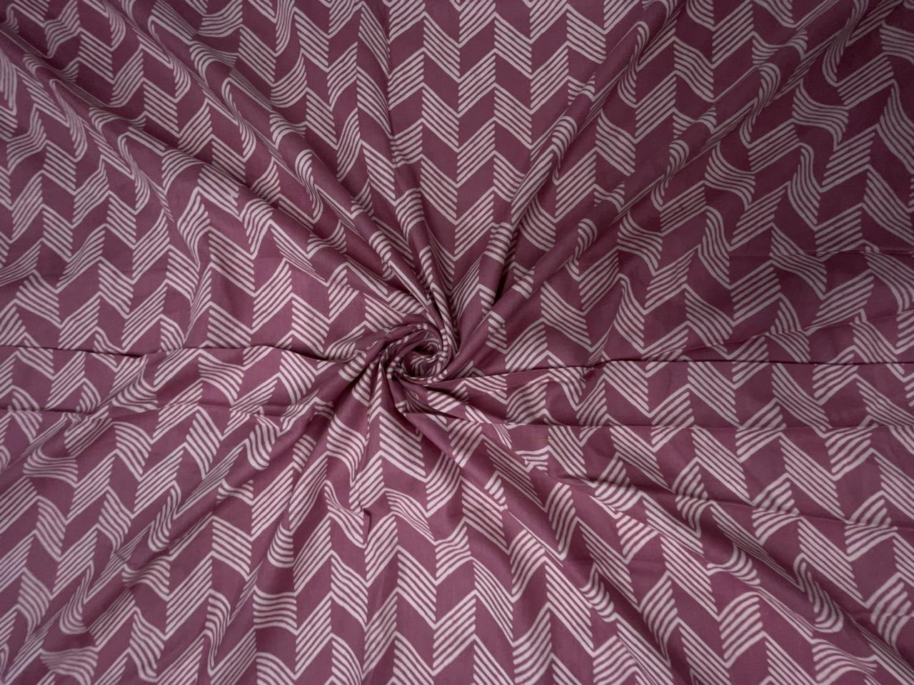 Dusty Pink & White Geometric Modal Satin Fabric KTEX