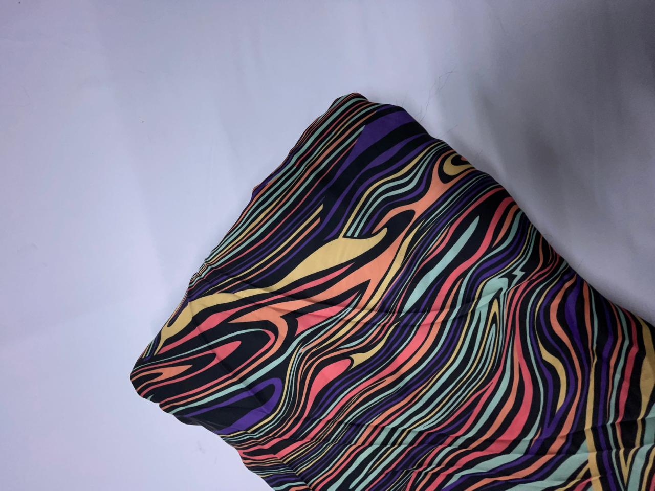 Multicolor Abstract Georgette Satin Fabric KTEX