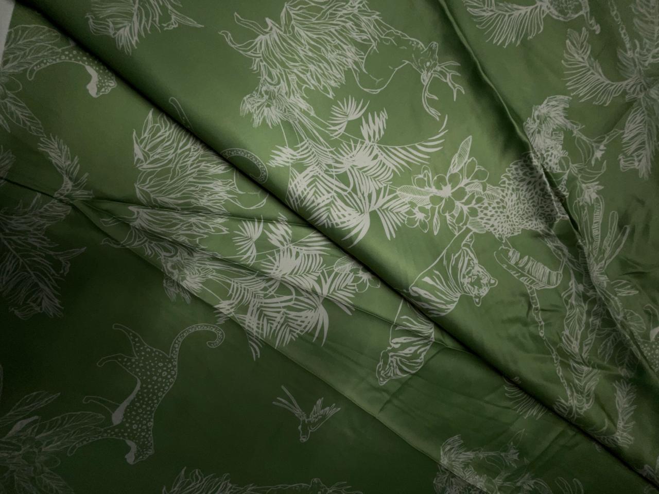 Green Quirky Georgette Satin Fabric KTEX