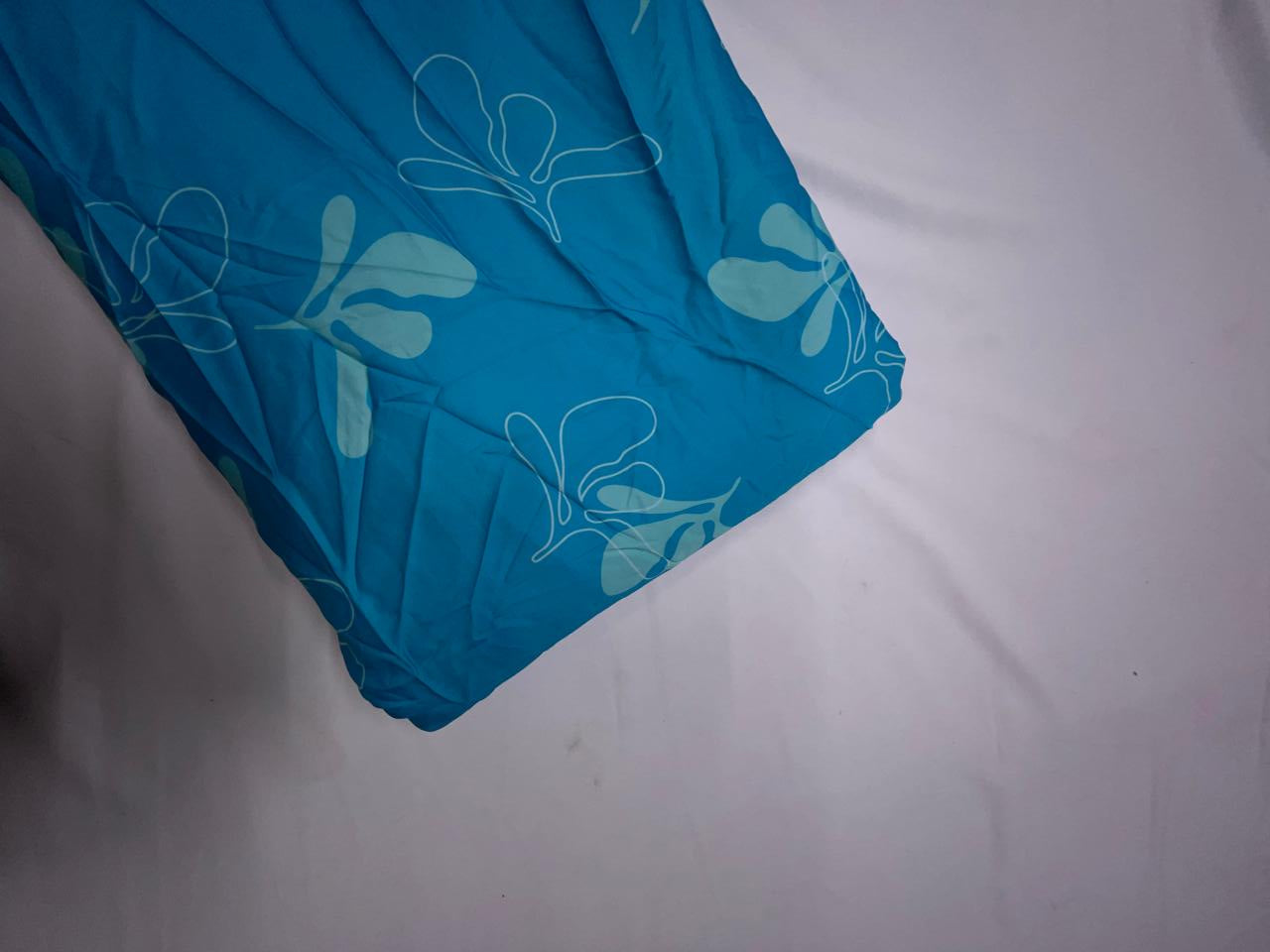 Sky Blue Floral Georgette Satin Fabric KTEX